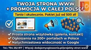Strona internetowa od 500 PLN z mocną promocją na START/ FAKTURA