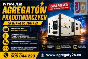 AGREGATY PRĄDOTWÓRCZE DO 700 kVA  - WYNAJEM - USŁUGI